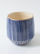 Handpainted Striped Ceramic Blue Succulent Planter