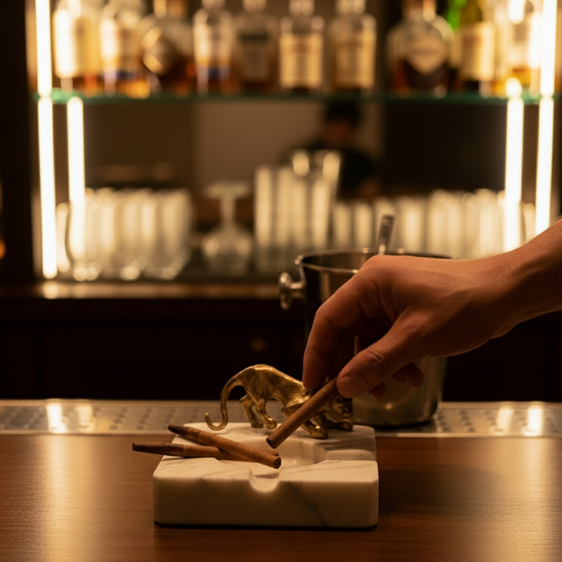 Feral Luxe - Handmade Marble Ashtray with Panther