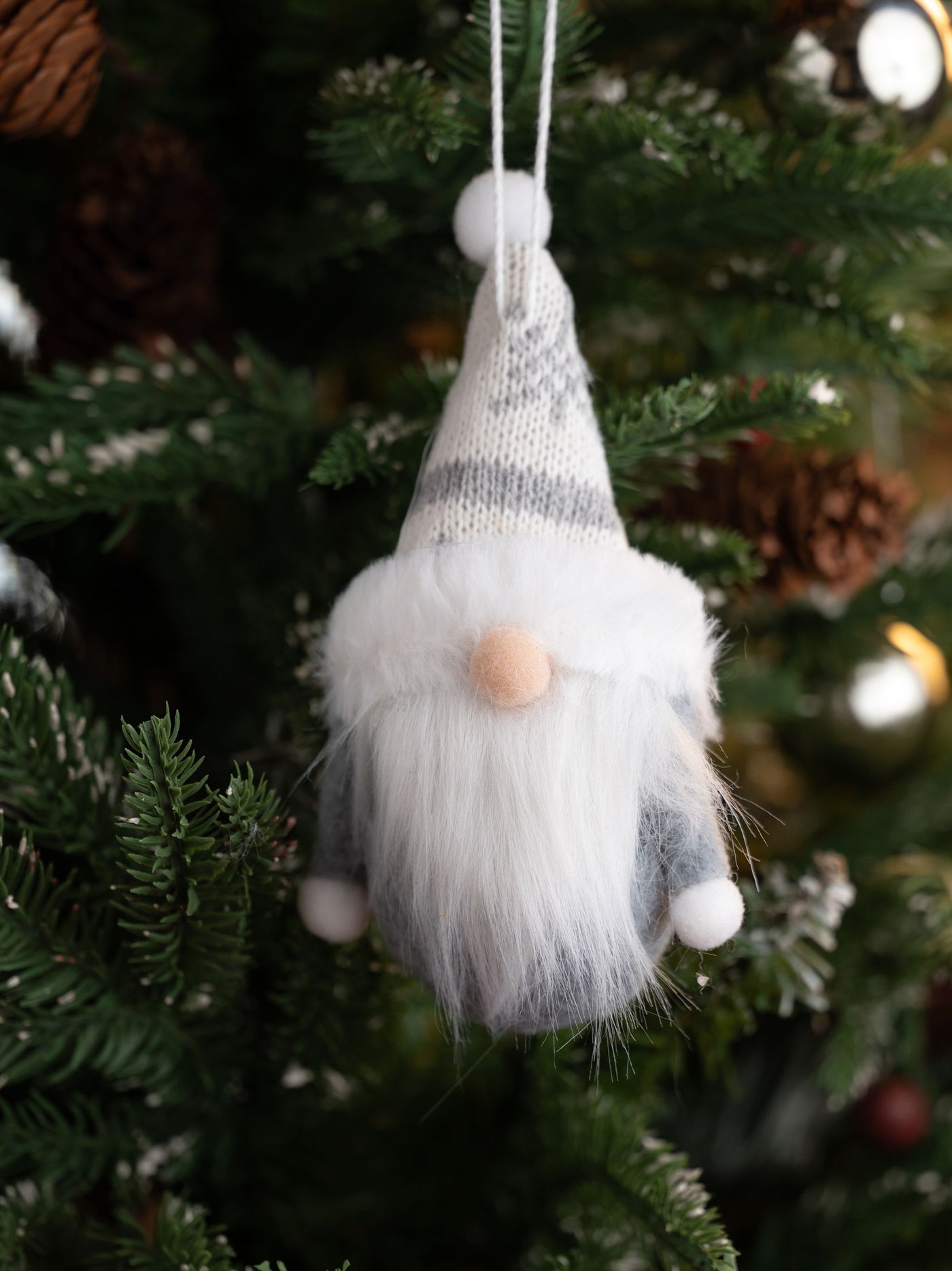 Hanging Santa Tree Ornament Grey