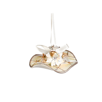 Ivory Ribbon Hat Ornaments