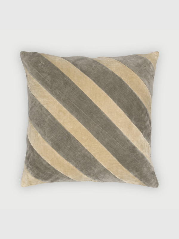 Heather Grey Velvet Stripe Cushion Cover