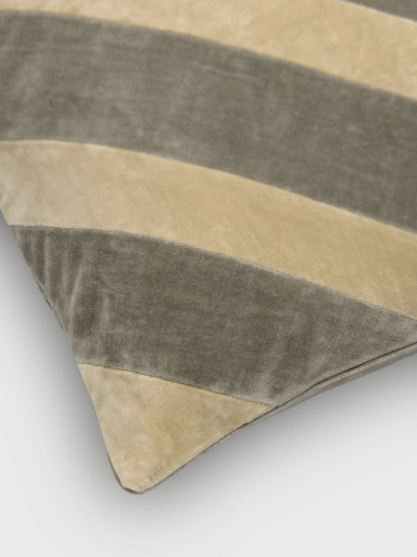 Heather Grey Velvet Stripe Cushion Cover