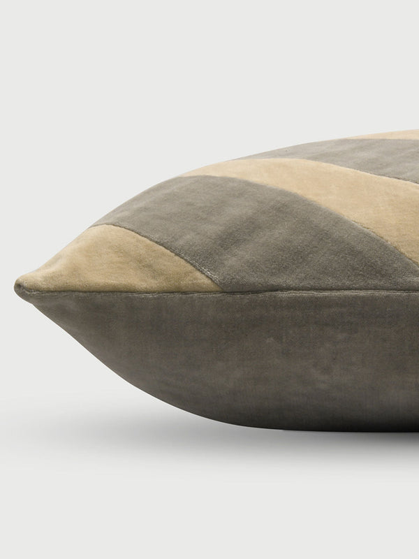Heather Grey Velvet Stripe Cushion Cover