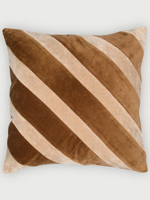 Heather Tan Brown Velvet Stripe Cushion Cover