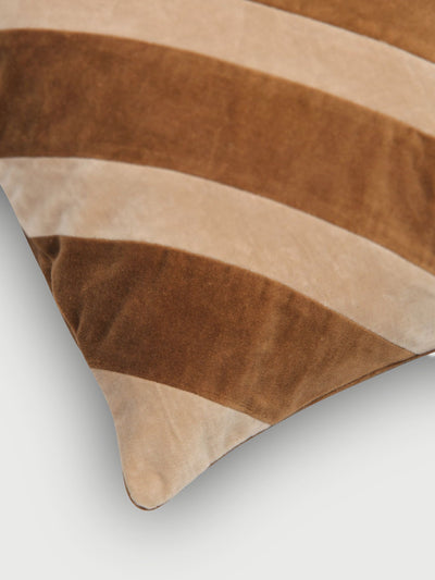 Heather Tan Brown Velvet Stripe Cushion Cover