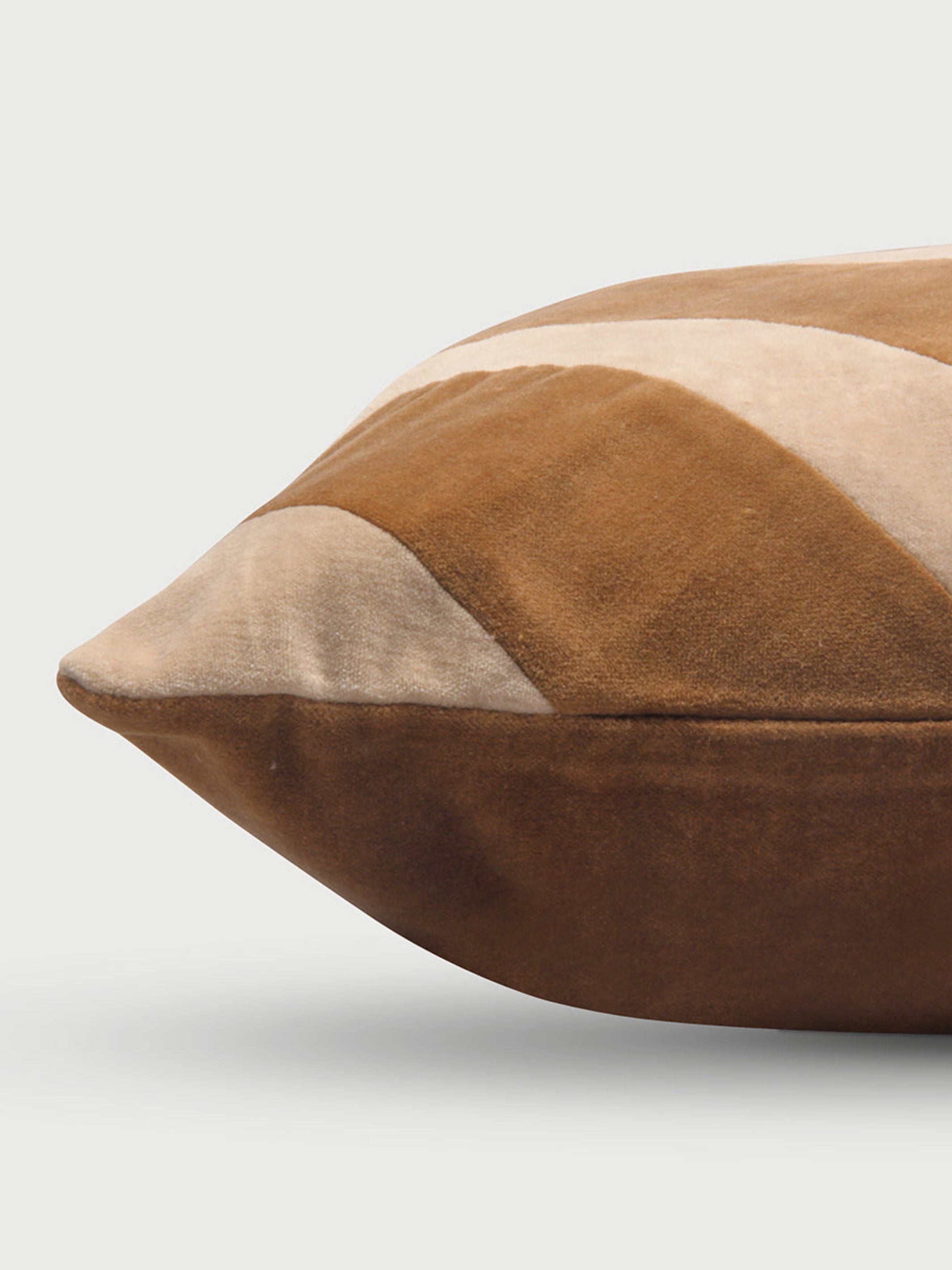 Heather Tan Brown Velvet Stripe Cushion Cover