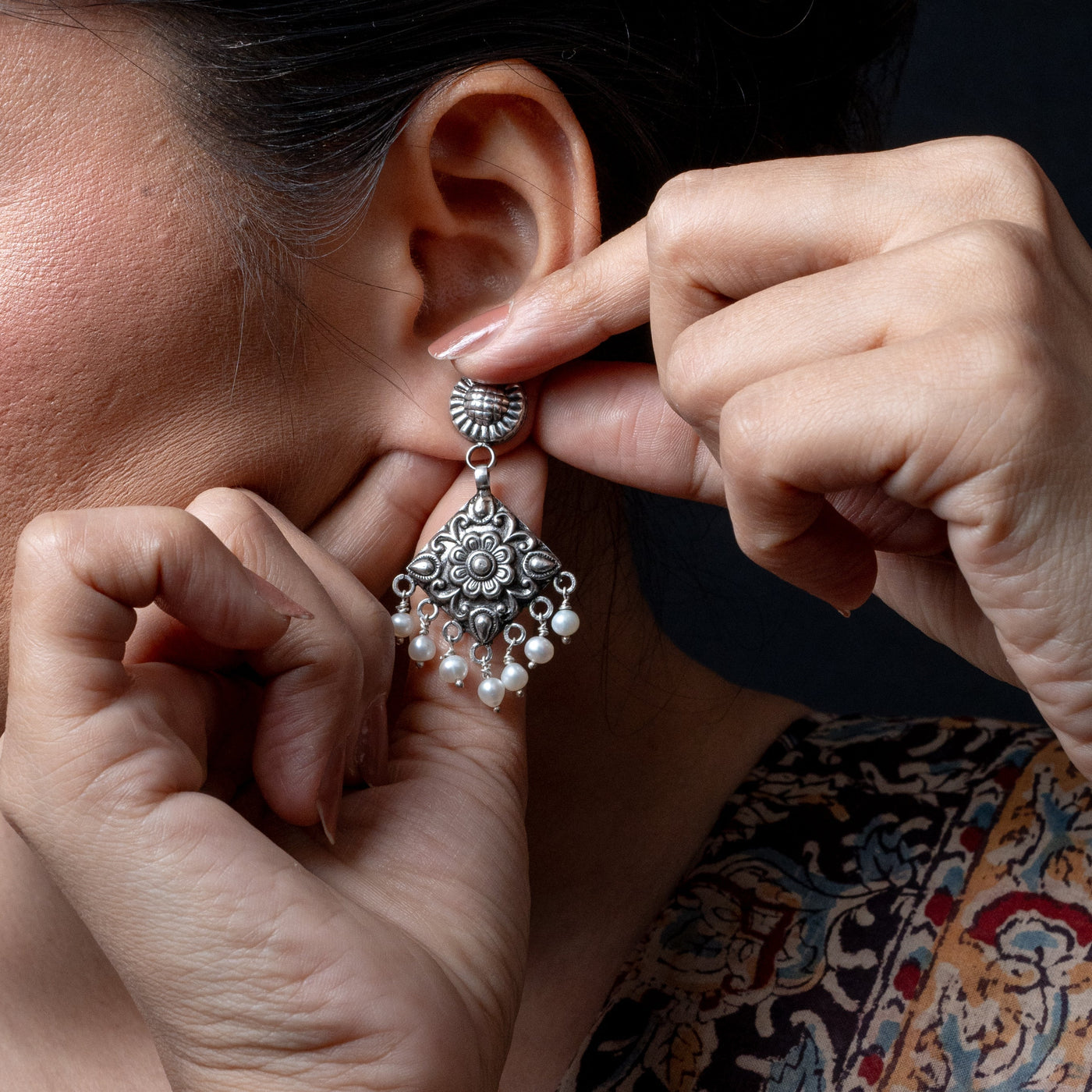 Heer Silver Danglers Earrings