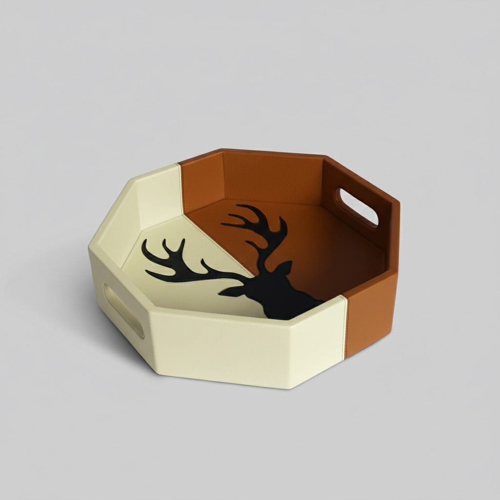 Tan & White Hexa Tray