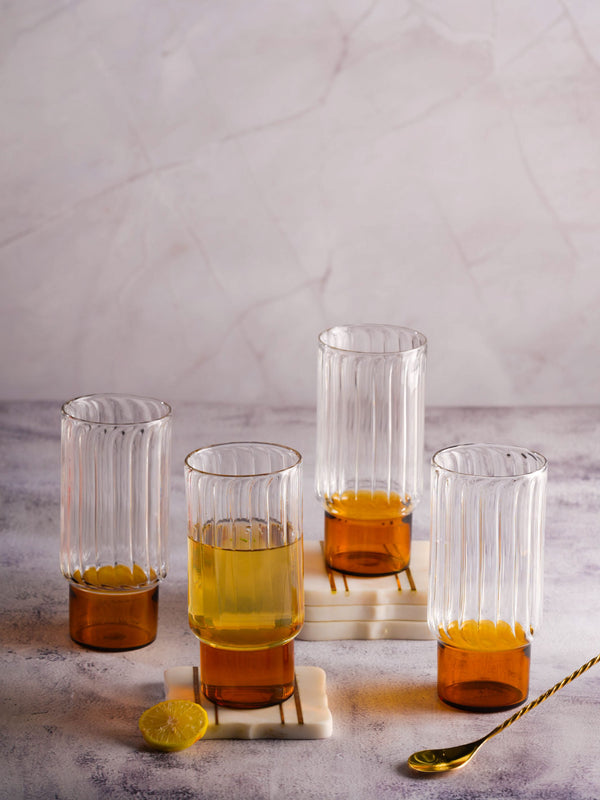 Highball Amber Set Of 4 Gift Box