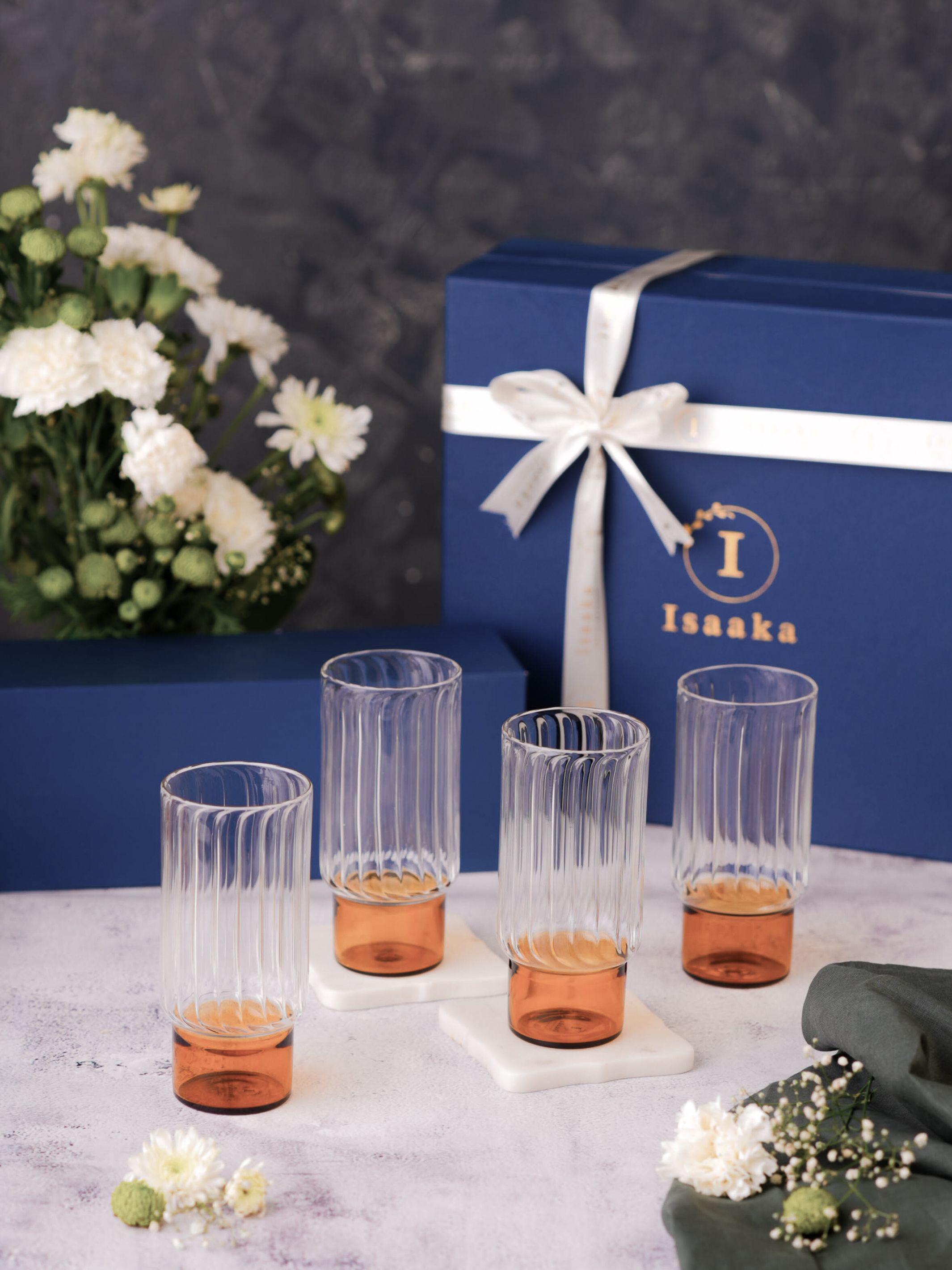 Highball Amber Set Of 4 Gift Box