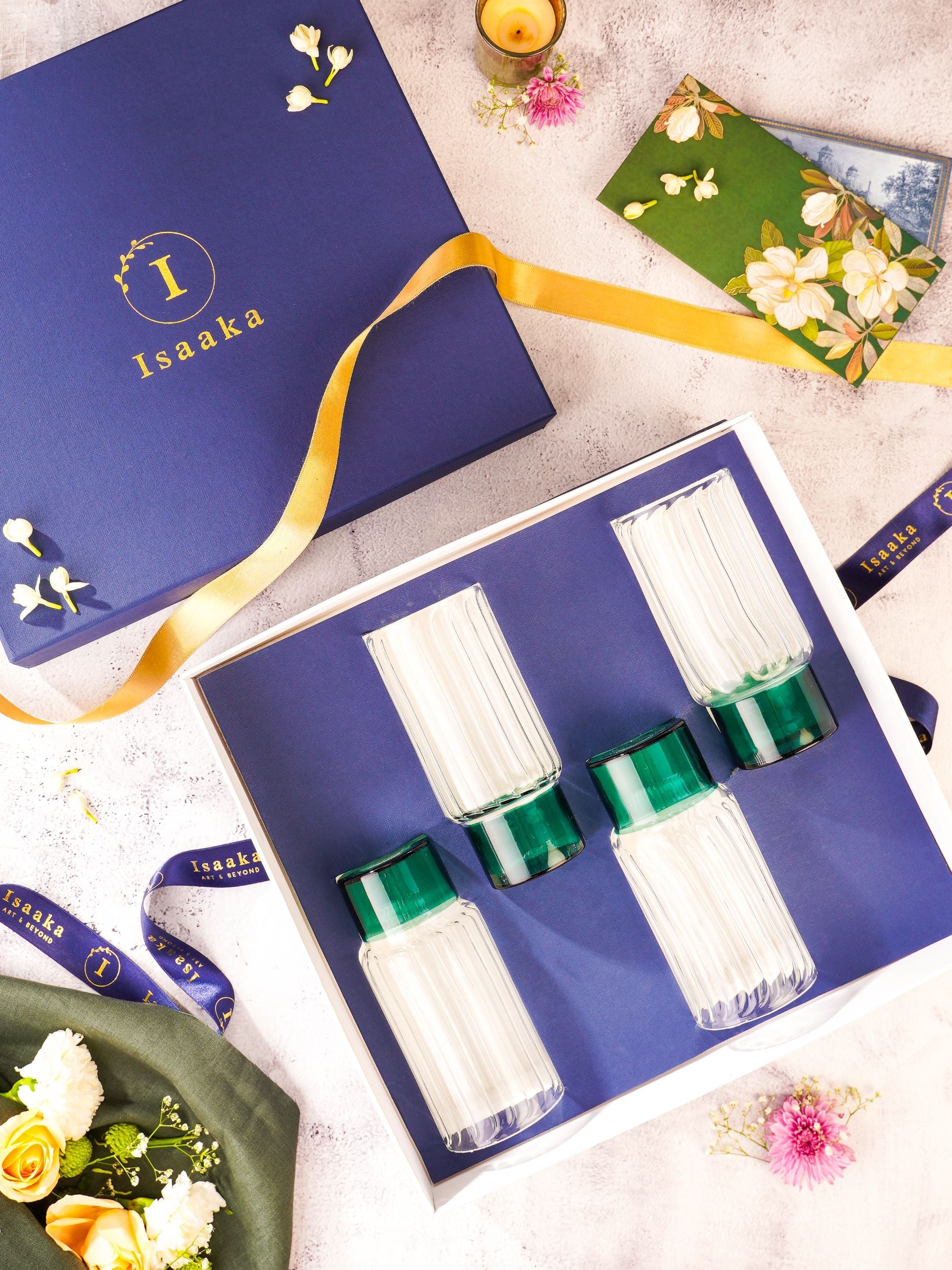 Highball Teal  Set Of 4 Gift Box