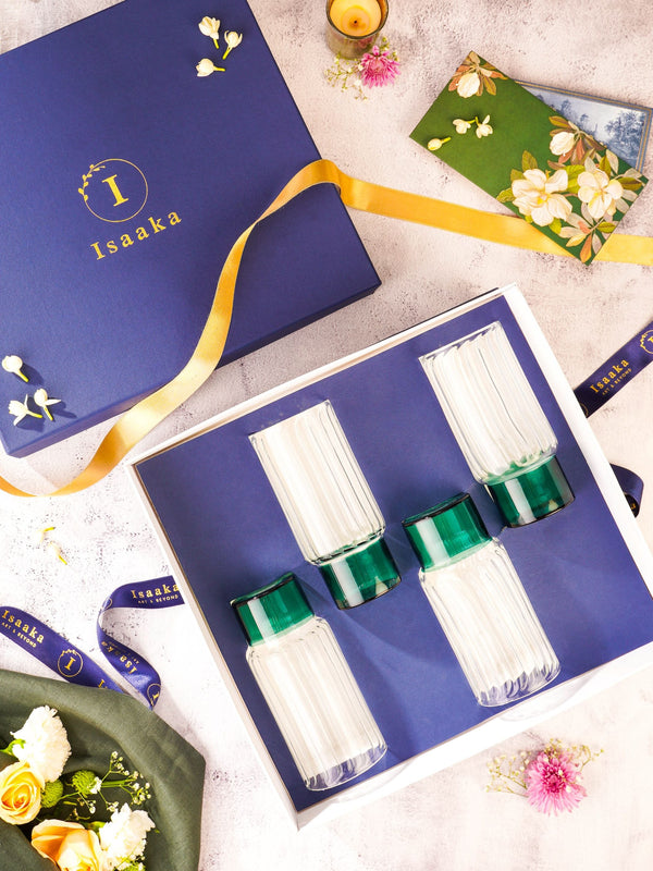 Highball Teal  Set Of 4 Gift Box