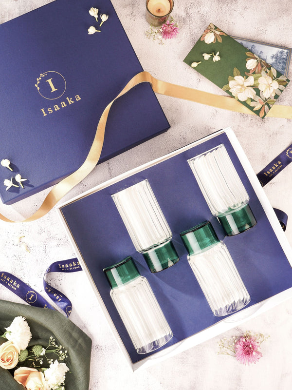 Highball Teal  Set Of 4 Gift Box