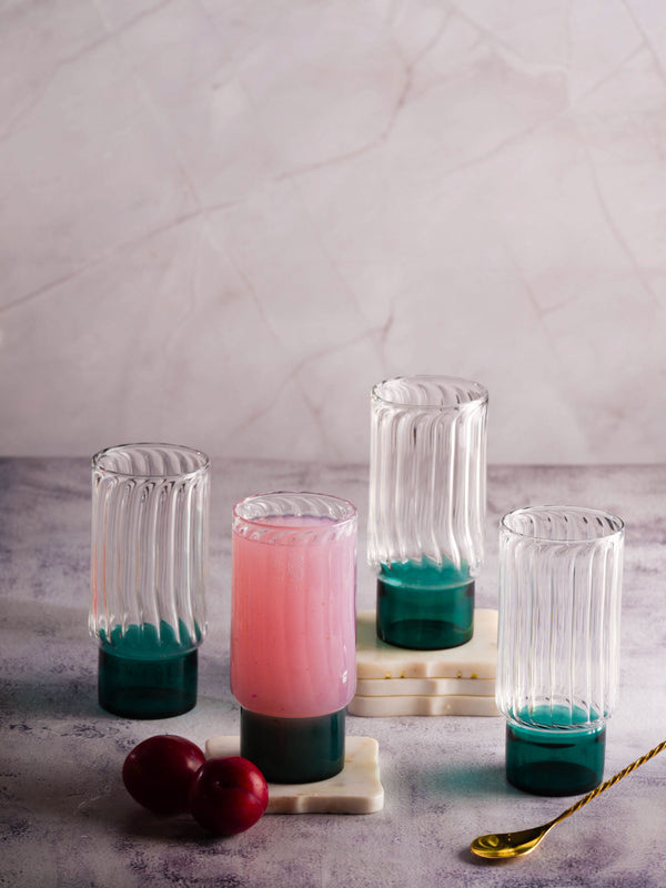 Highball Teal  Set Of 4 Gift Box