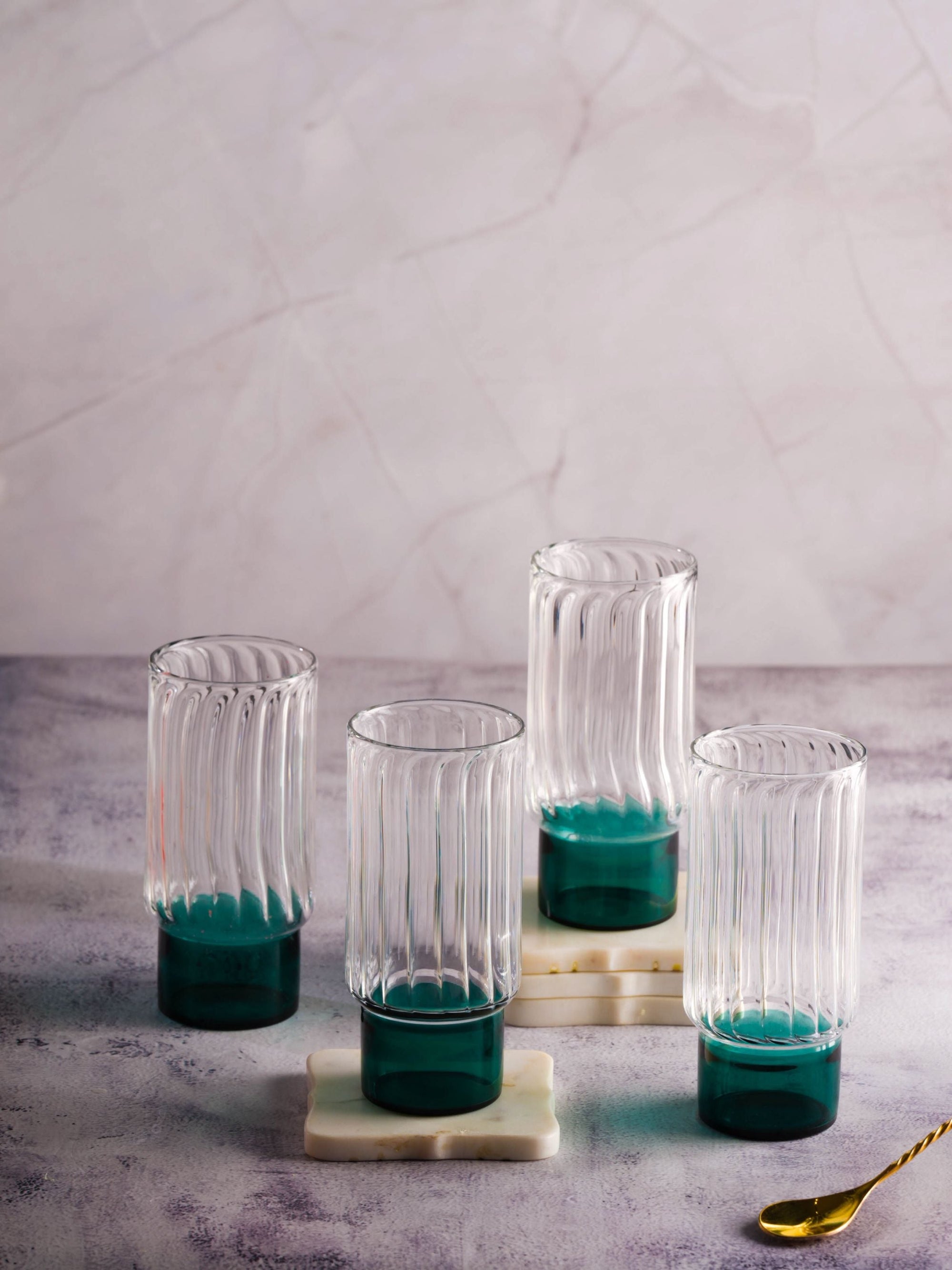 Highball Teal  Set Of 4 Gift Box