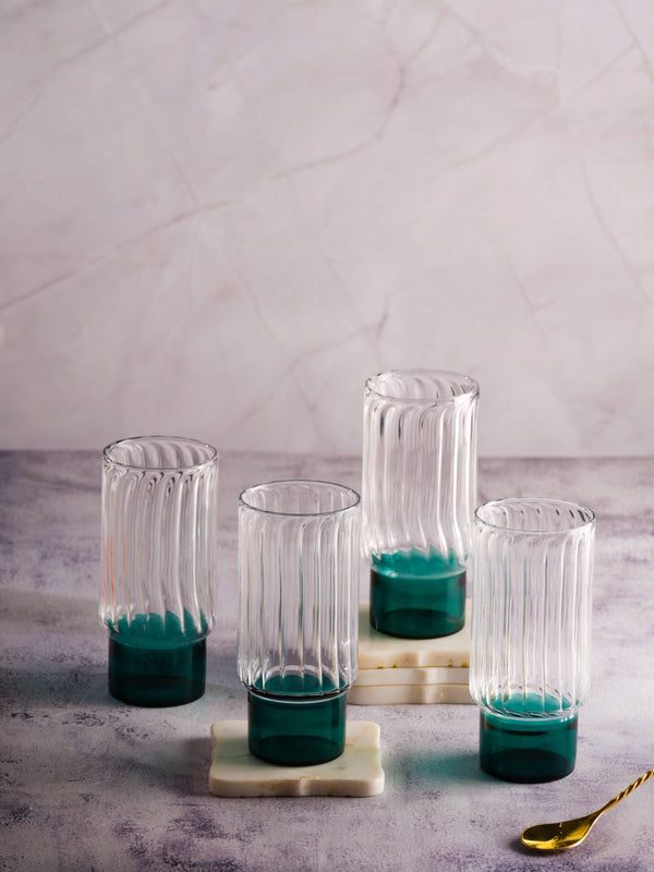 Highball Teal  Set Of 4 Gift Box