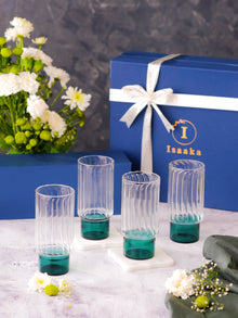Highball Teal  Set Of 4 Gift Box
