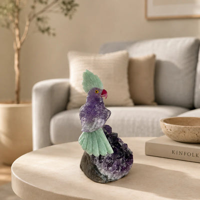 Natural Gemstone Bird sculpture