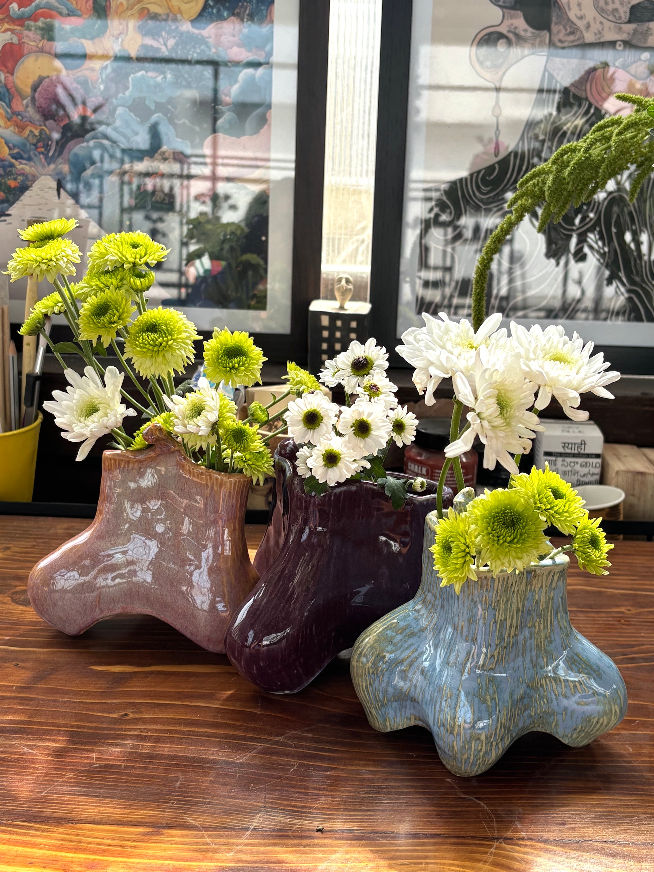 Hollow Ground Vase - Electric Blue