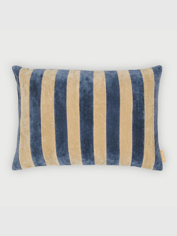 Holly Cobalt Blue Velvet Stripe Cushion Cover