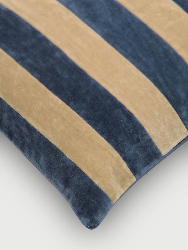 Holly Cobalt Blue Velvet Stripe Cushion Cover