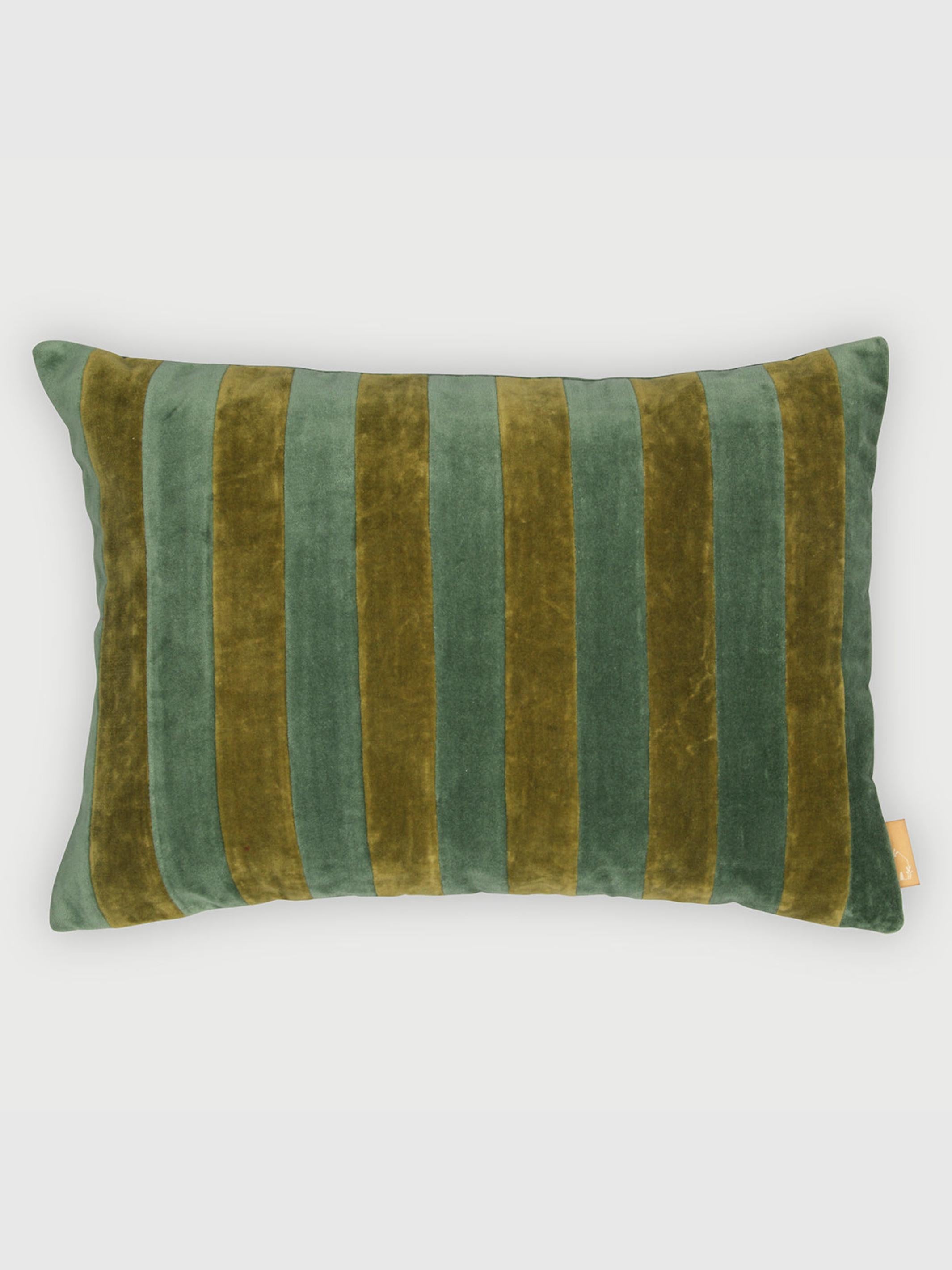 Holly Eucalyptus Velvet Stripe Cushion Cover