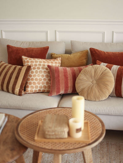 Polka Dot Caramel Velvet Cushion Cover