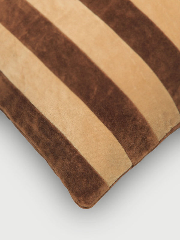 Holly Tan Brown Velvet Stripe Cushion Cover