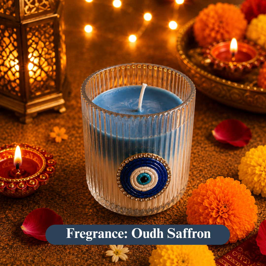 Nazar Glow Diwali Candle Gift Hamper – Festive Evil Eye Gift - https://artecasa.in/