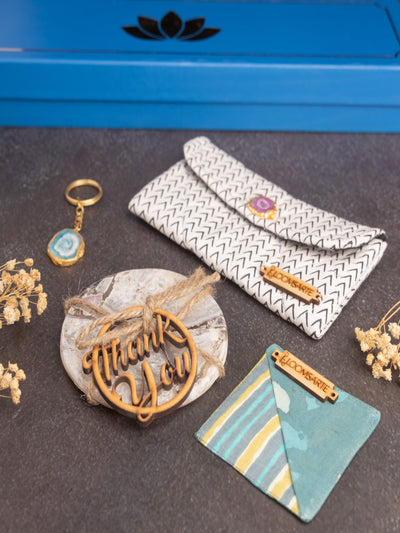 Cotton Spectacle Case Cotton Bookmark Agate Coaster & Agate Keychain Gift Hamper – Elegant & Thoughtful Gift Set