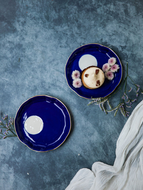 Hues Of Blues Dotto Plates 6_ Set Of 4