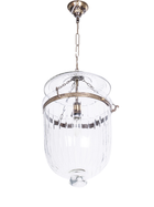 Hundi Line Cut Glass Bell Jar Hanging Lantern