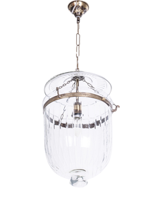 Hundi Line Cut Glass Bell Jar Hanging Lantern