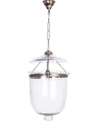 Hundi Line Cut Glass Bell Jar Hanging Lantern