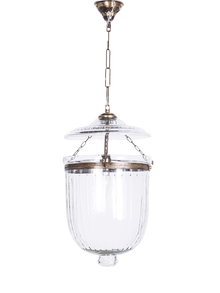 Hundi Line Cut Glass Bell Jar Hanging Lantern