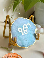 Ik Onkar Metal Holder with Green Agate