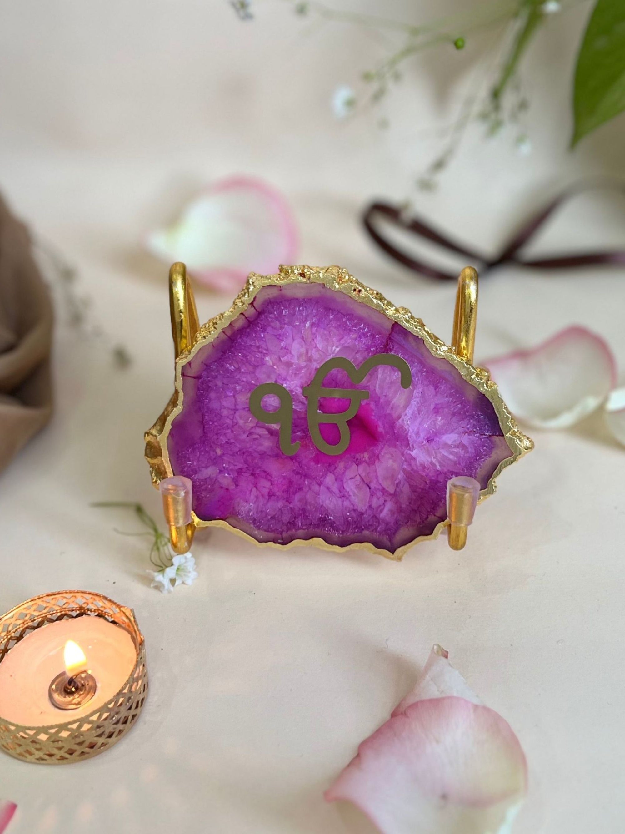 Ik Onkar Metal Holder with  Agate