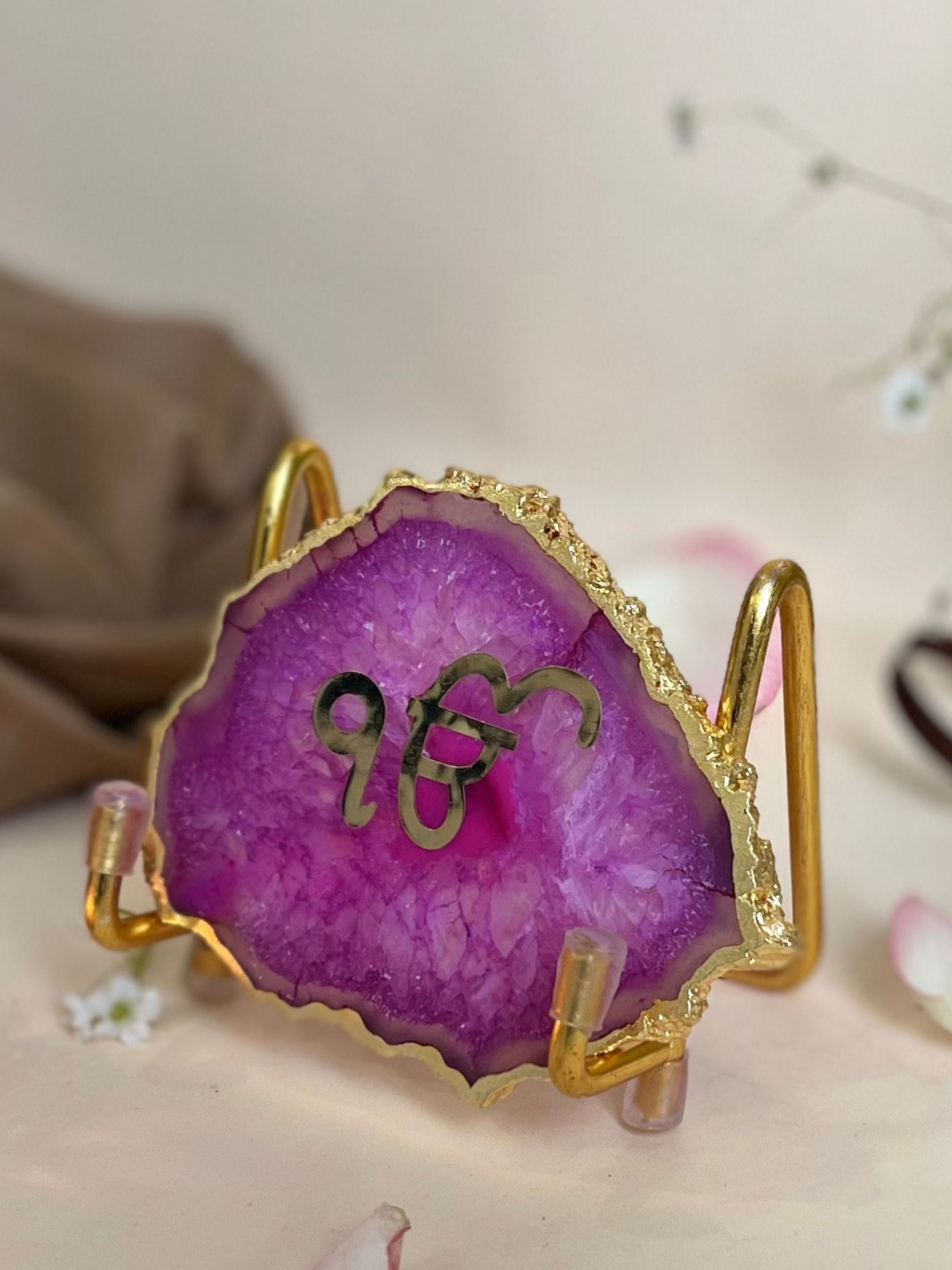 Ik Onkar Metal Holder with  Agate
