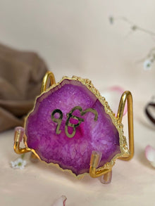 Ik Onkar Metal Holder with  Agate