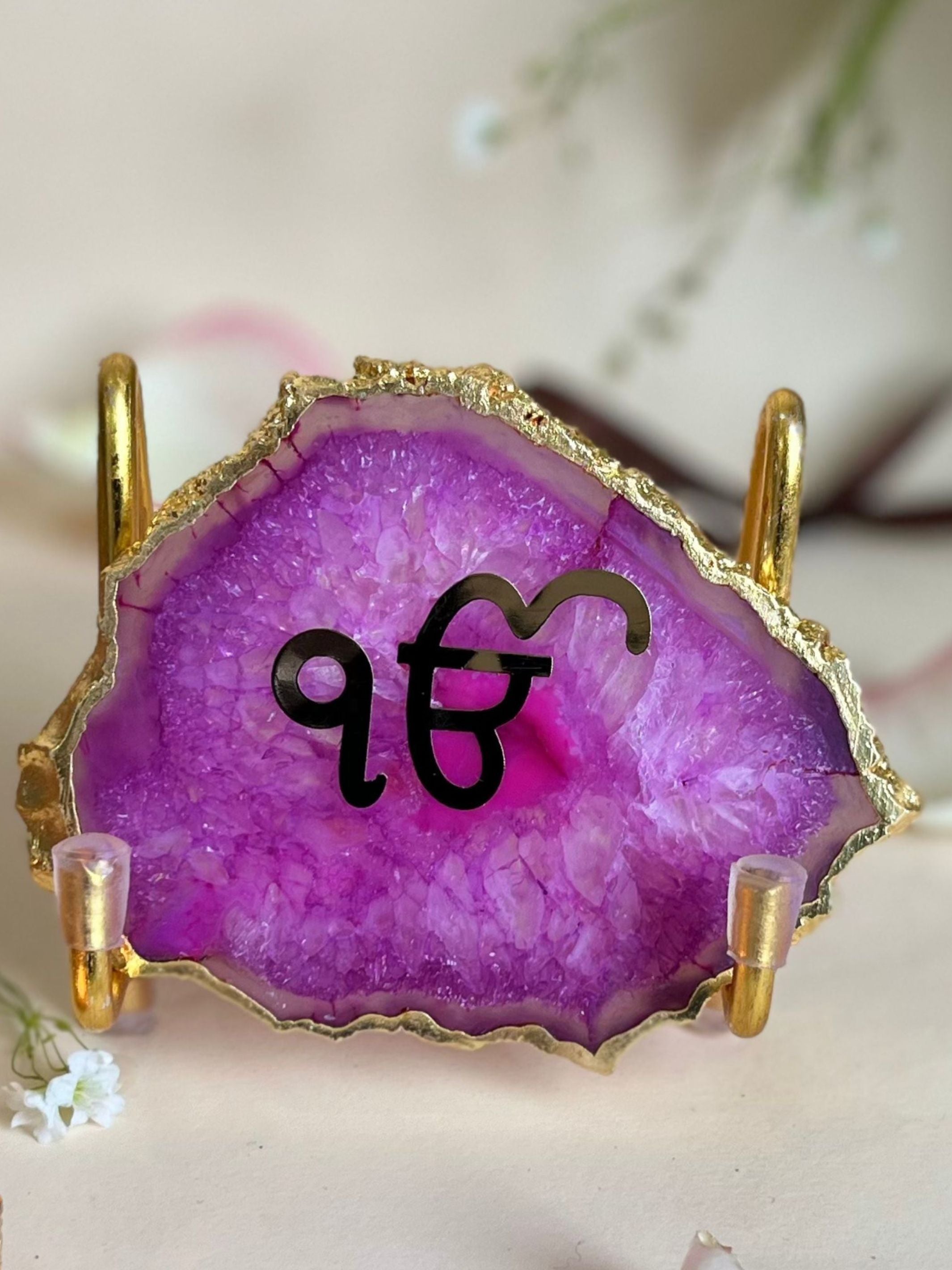 Ik Onkar Metal Holder with  Agate