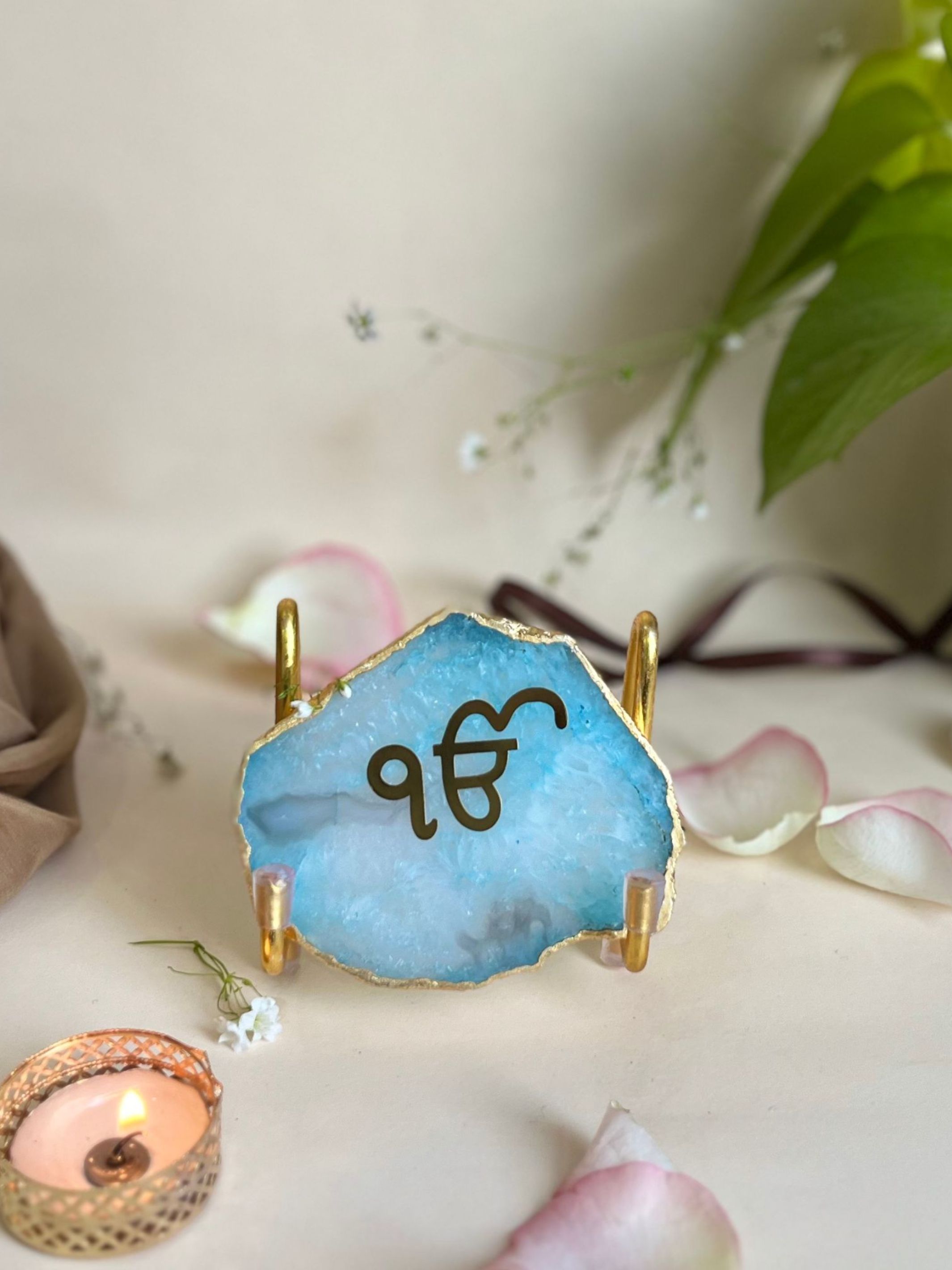 Ik Onkar Metal Holder with  Agate