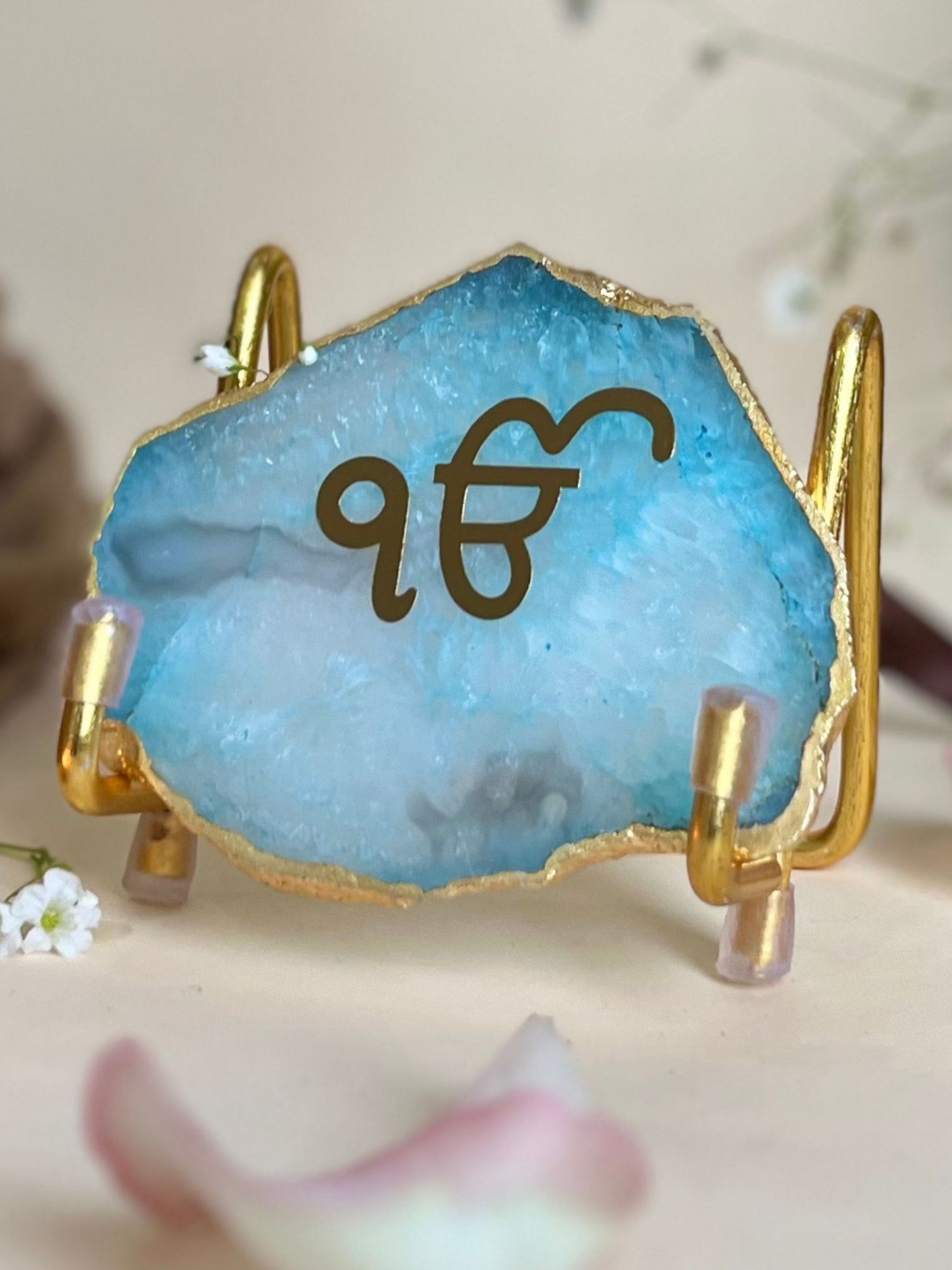 Ik Onkar Metal Holder with  Agate