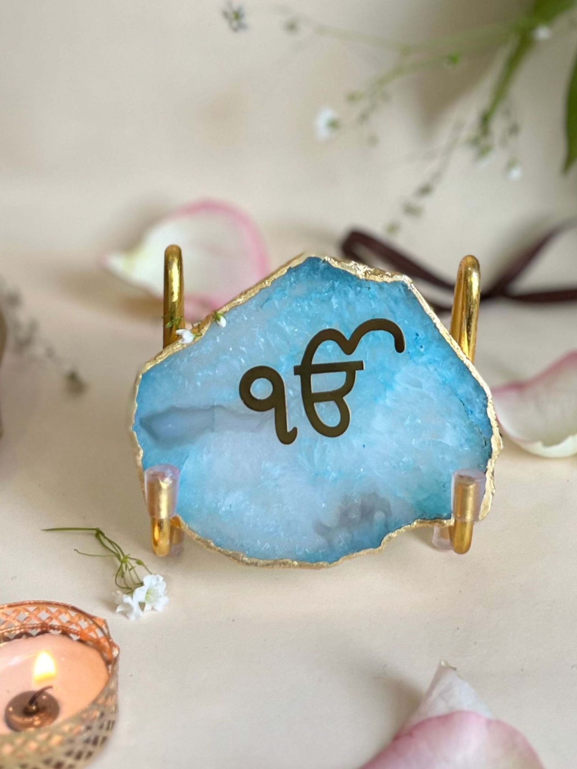 Ik Onkar Metal Holder with  Agate