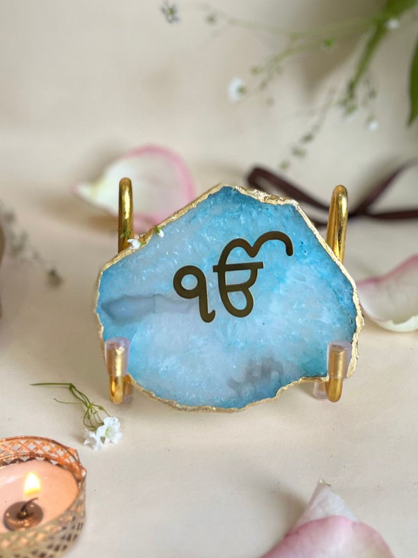 Ik Onkar Metal Holder with  Agate