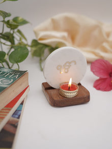 Tea Light Holder - Marble & Wood