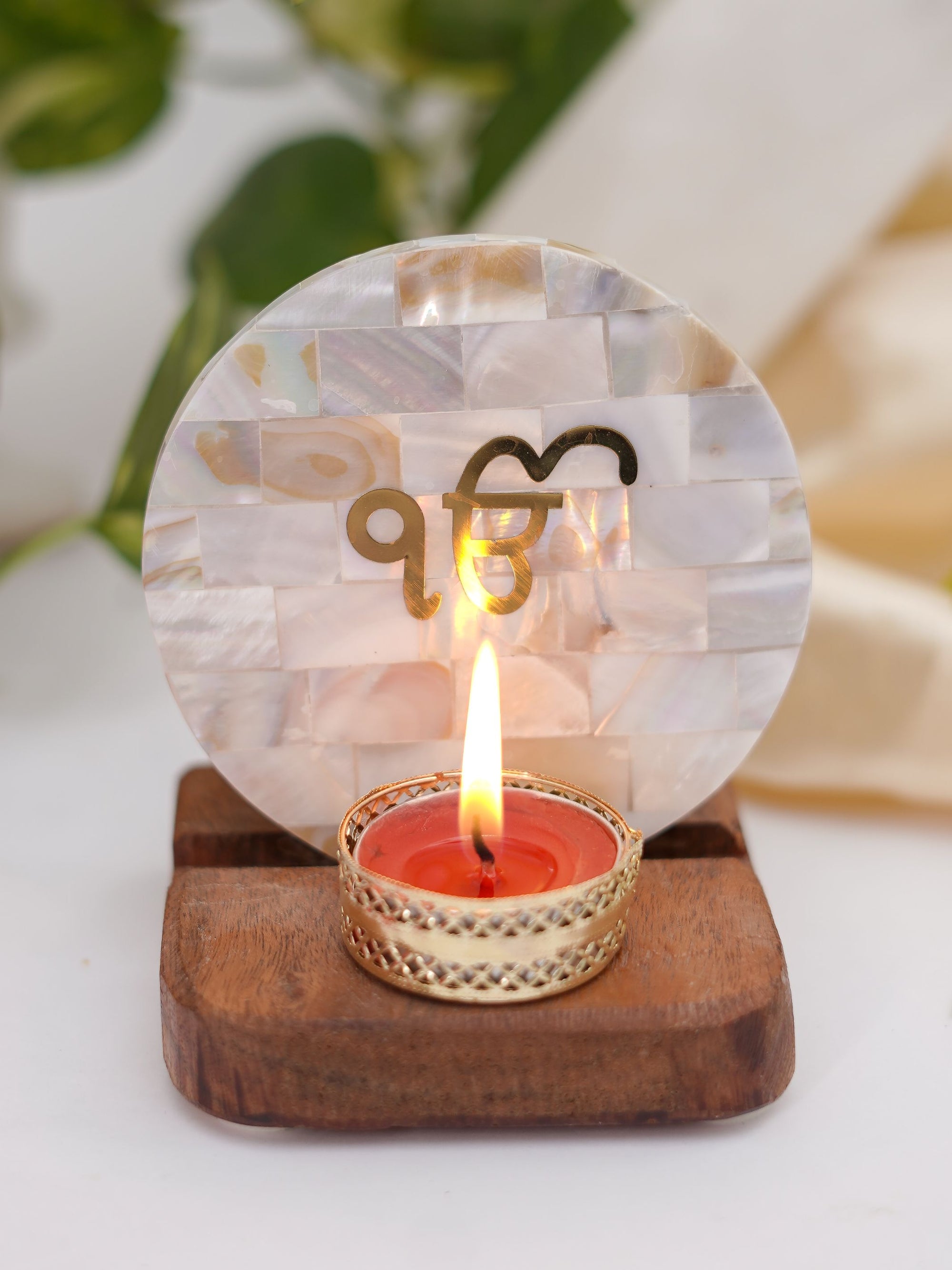 Mother of Pearl & Wood - Tea Light Holder