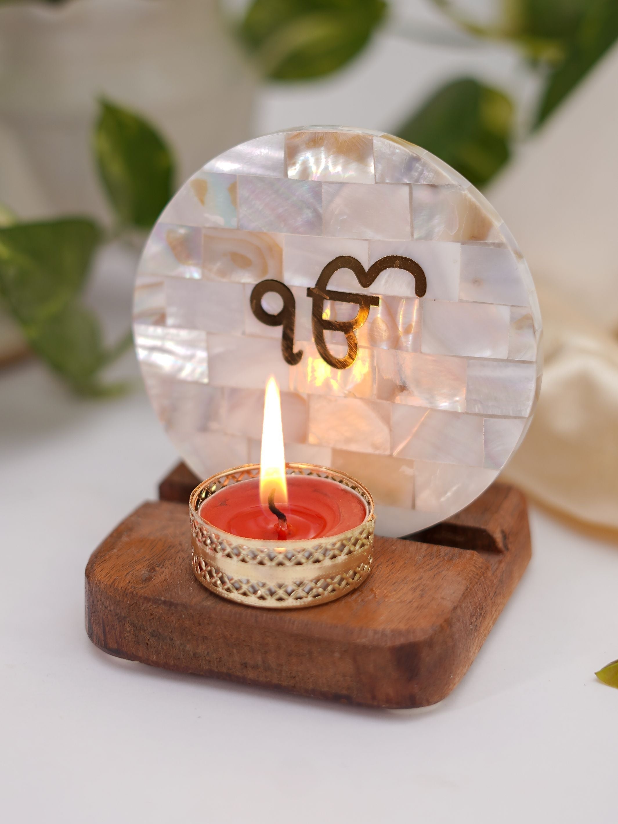 Mother of Pearl & Wood - Tea Light Holder