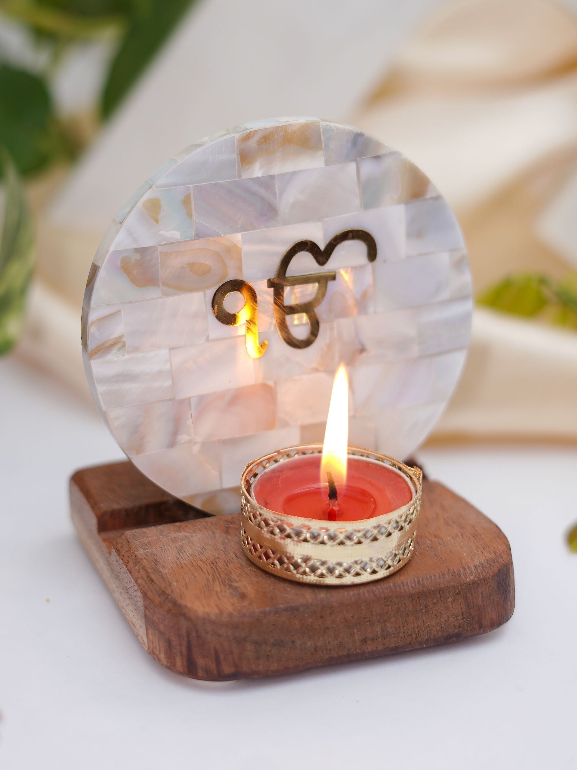Mother of Pearl & Wood - Tea Light Holder