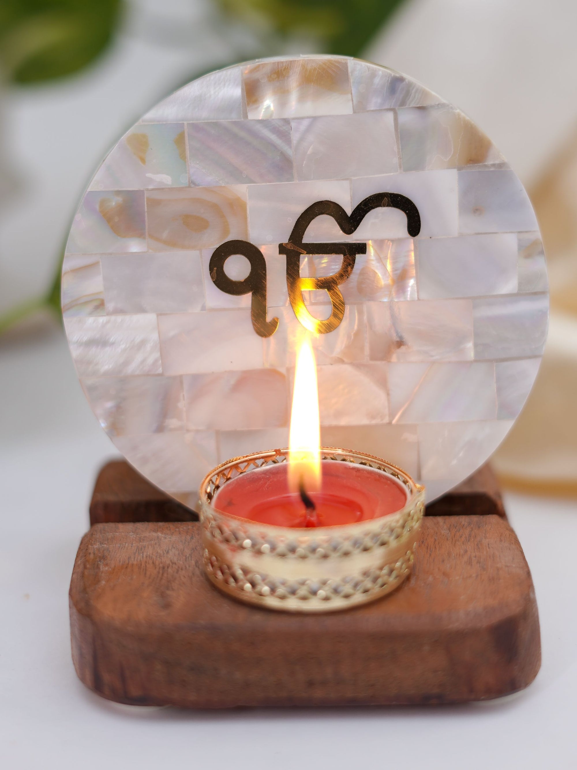 Mother of Pearl & Wood - Tea Light Holder