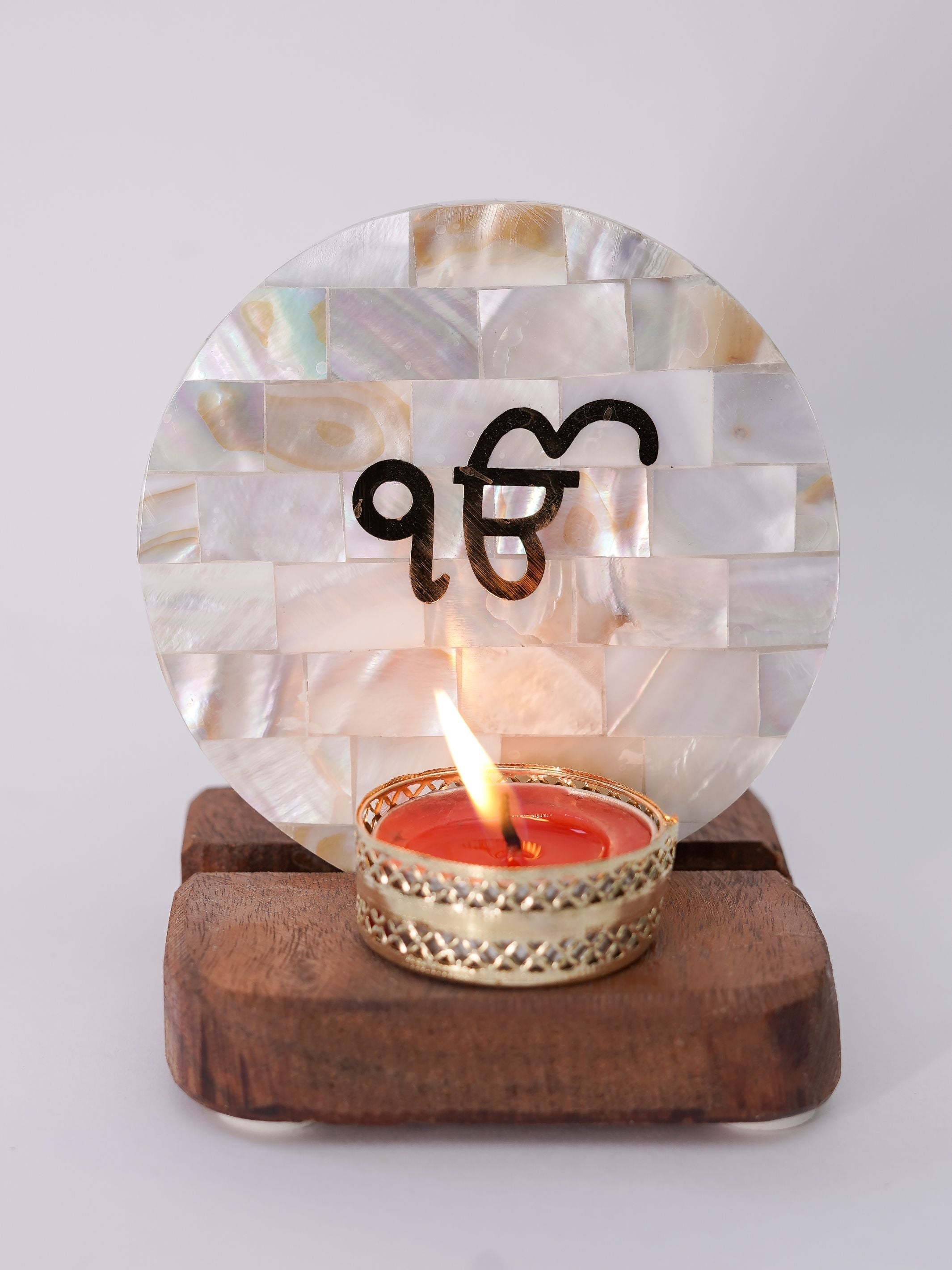 Mother of Pearl & Wood - Tea Light Holder